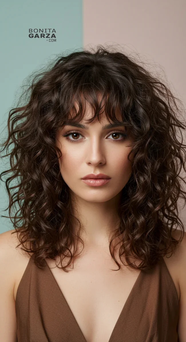 5. Curly Shag with Bangs | 15 Shag Haircut Ideas For A Fresh New Look